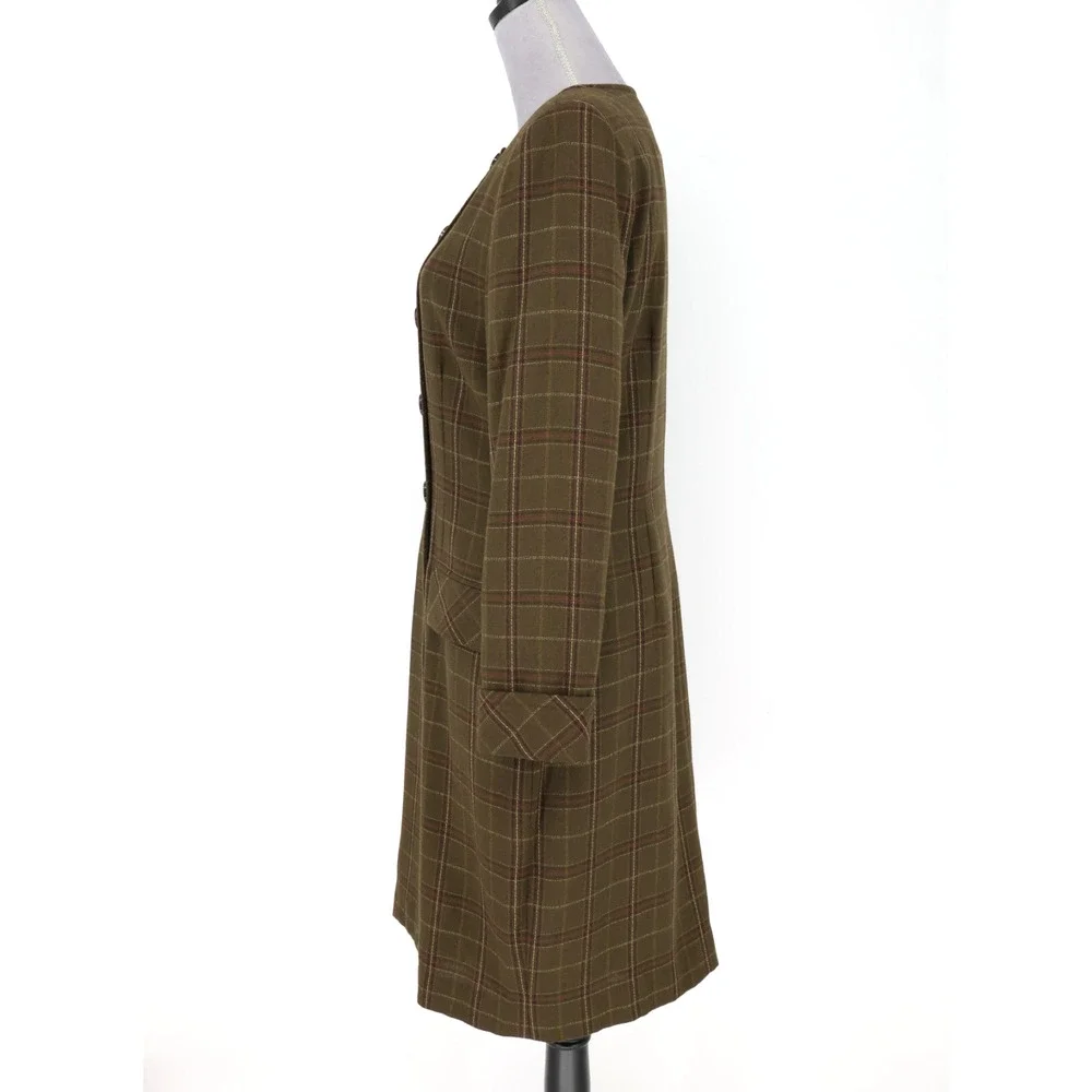 Kasper ASL Jacket Dress Petites 10P Green Plaid Tweed Pockets Lined Career Vtg - Picture 15 of 16